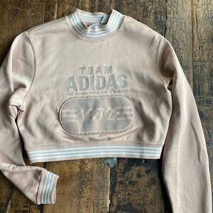 Team Adidas Women's Pink Cropped Sweatshirt with 1972 appliqué. Size Small